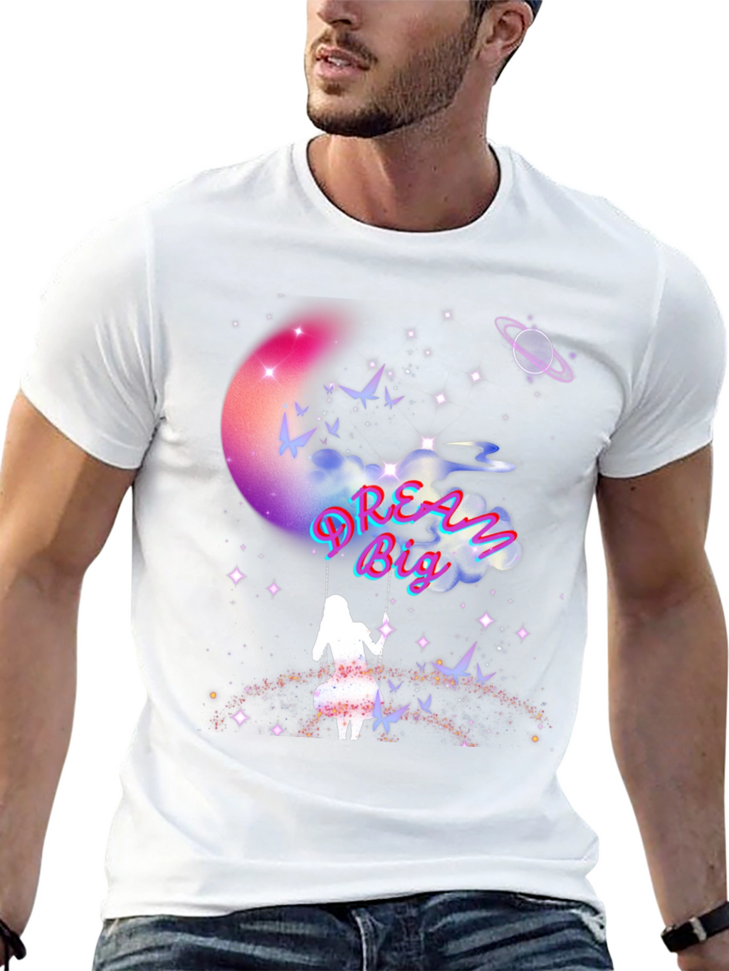 Dream Big Graphic Tee - Celestial Swing Design
