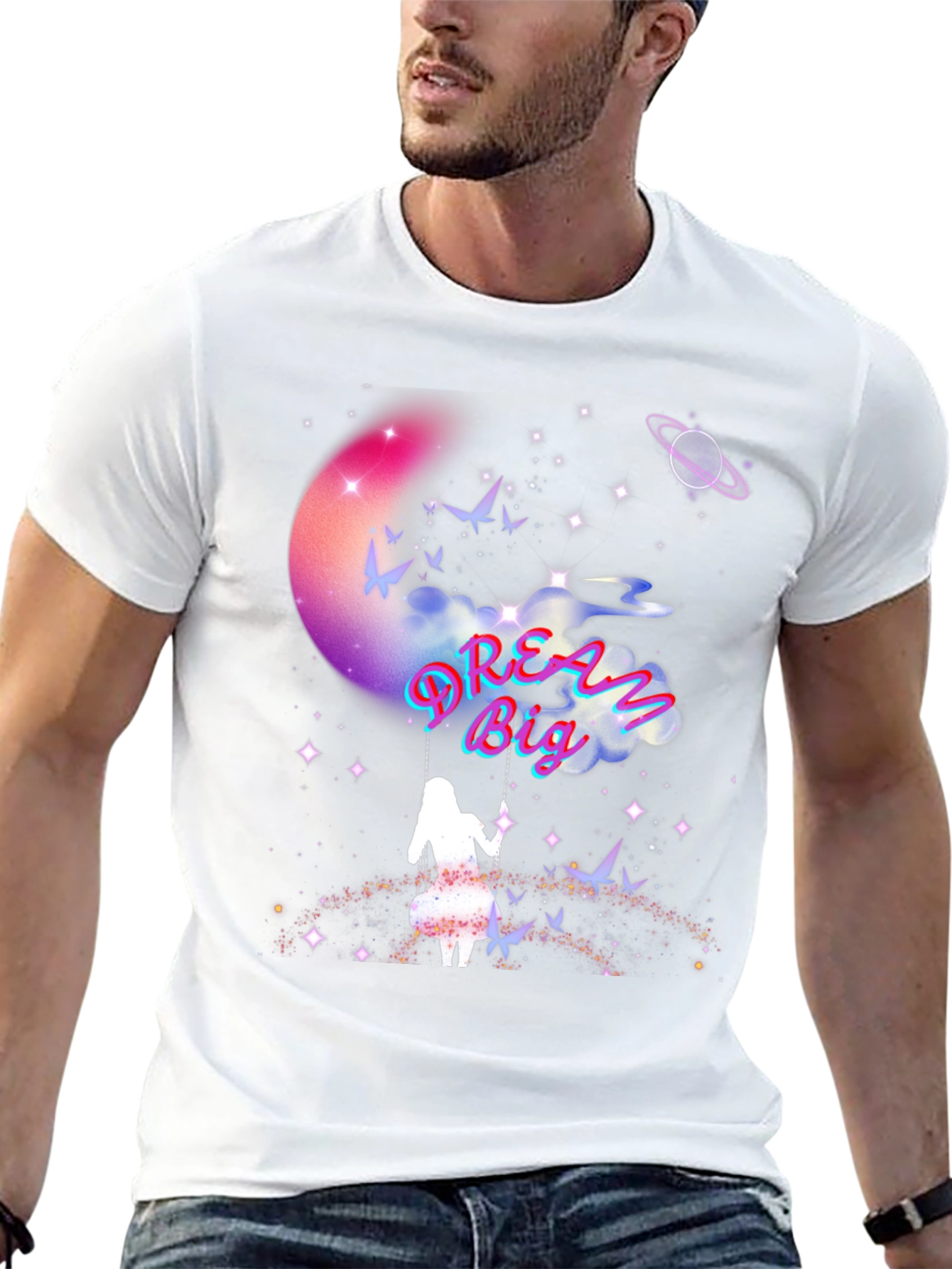 Dream Big Graphic Tee - Celestial Swing Design