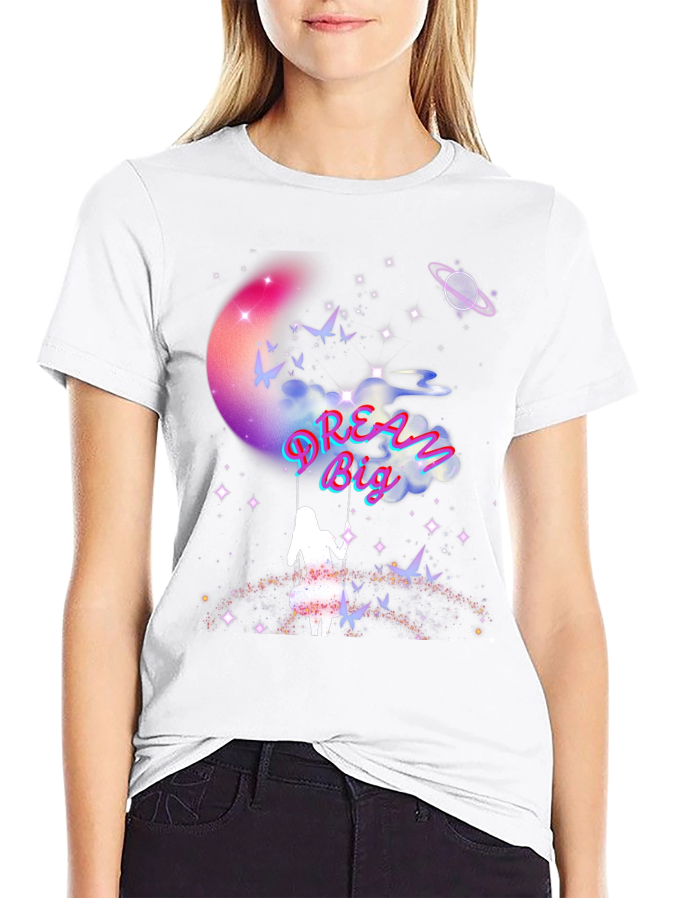 Dream Big Graphic Tee - Celestial Swing Design