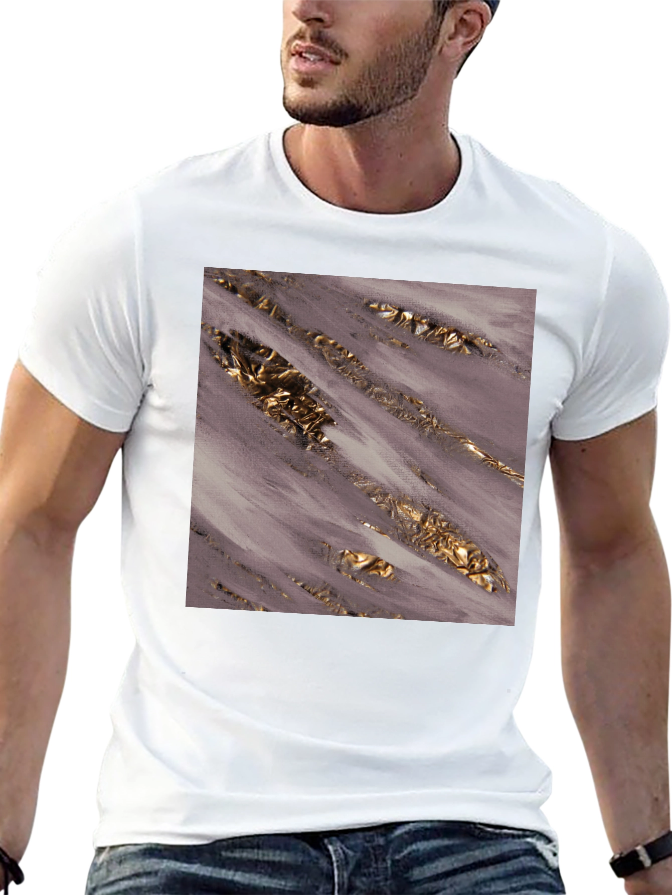 Stylish Abstract Art Print Black T-Shirt