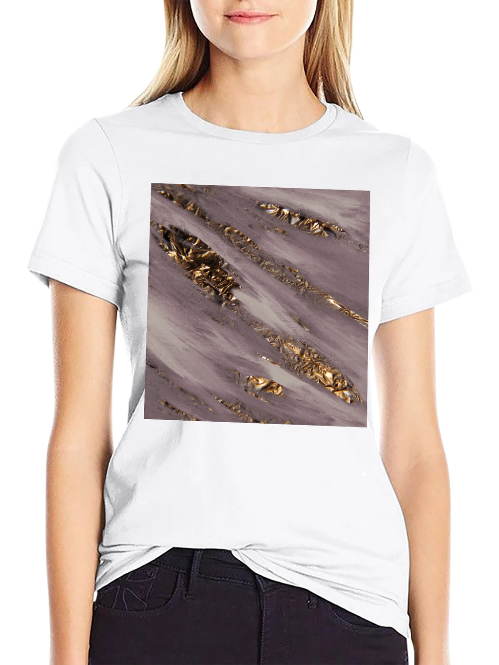 Stylish Abstract Art Print Black T-Shirt