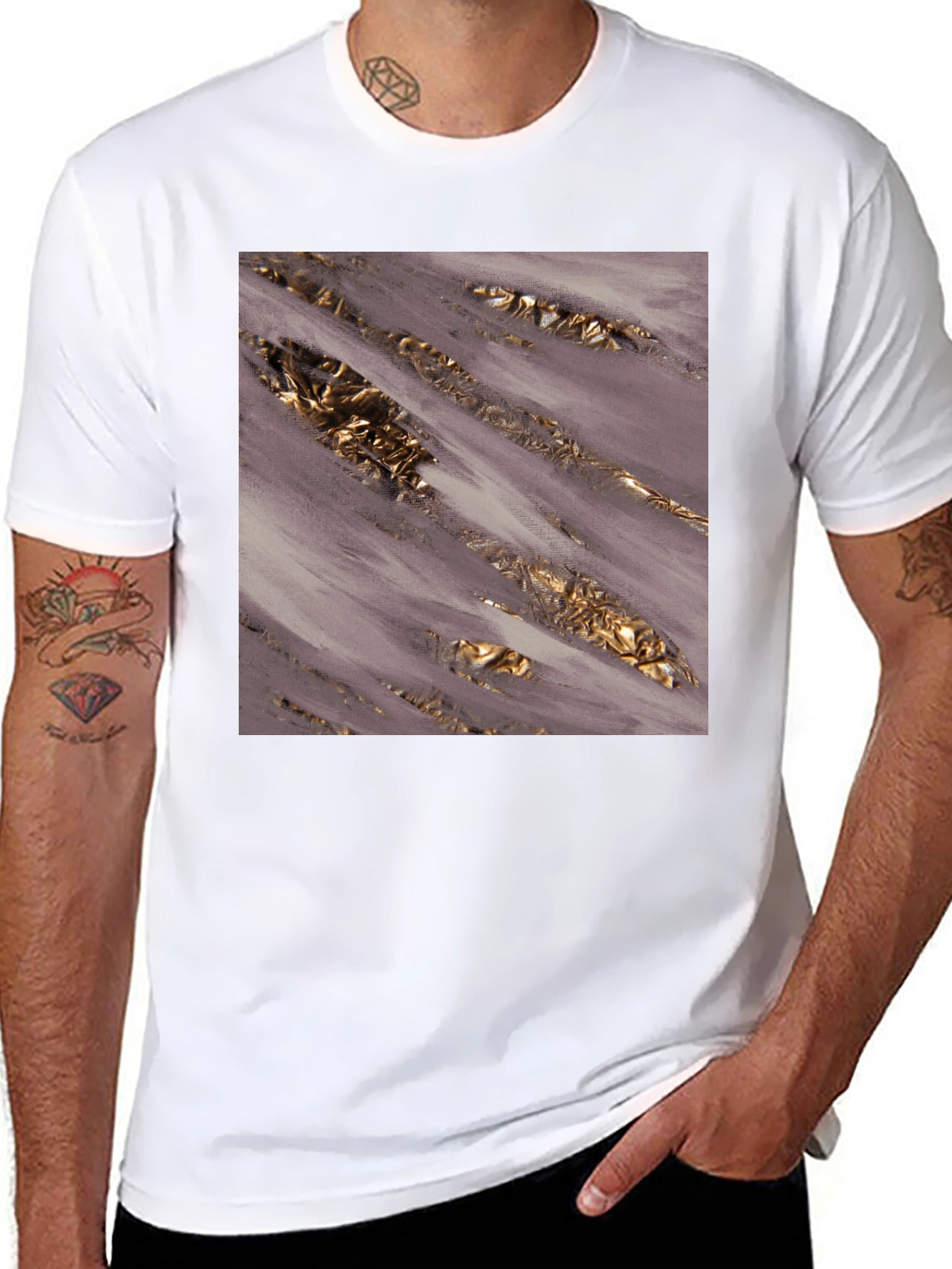Stylish Abstract Art Print Black T-Shirt