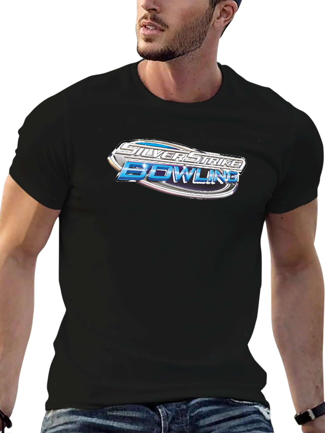 Silver Strike Bowling Graphic Black T-Shirt