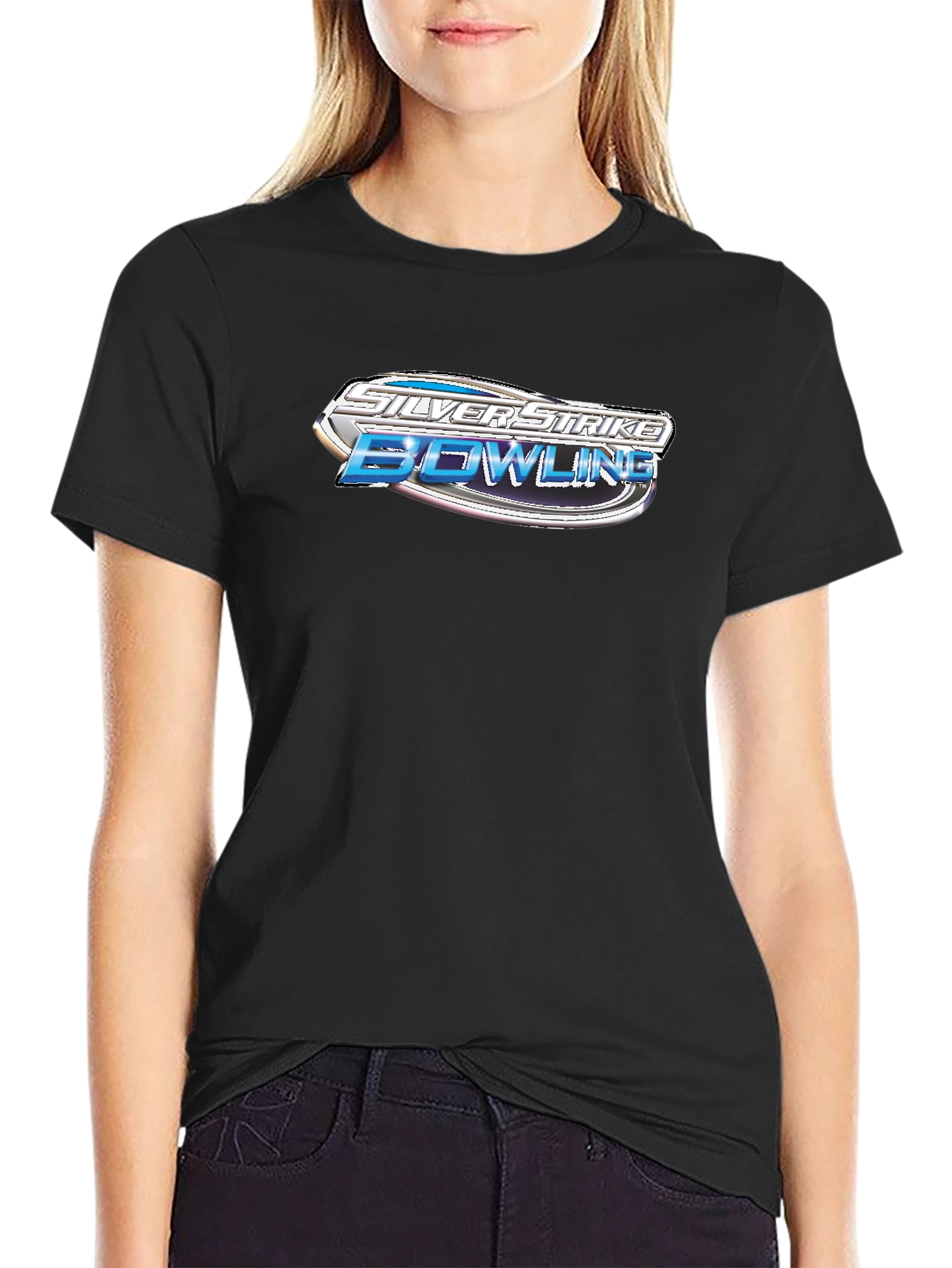 Silver Strike Bowling Graphic Black T-Shirt