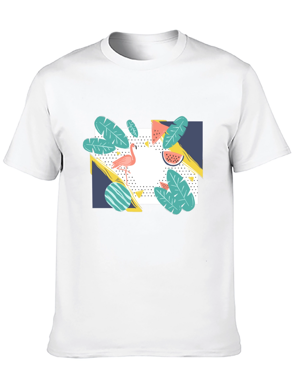 Tropical Flamingo Graphic Print Black T-Shirt