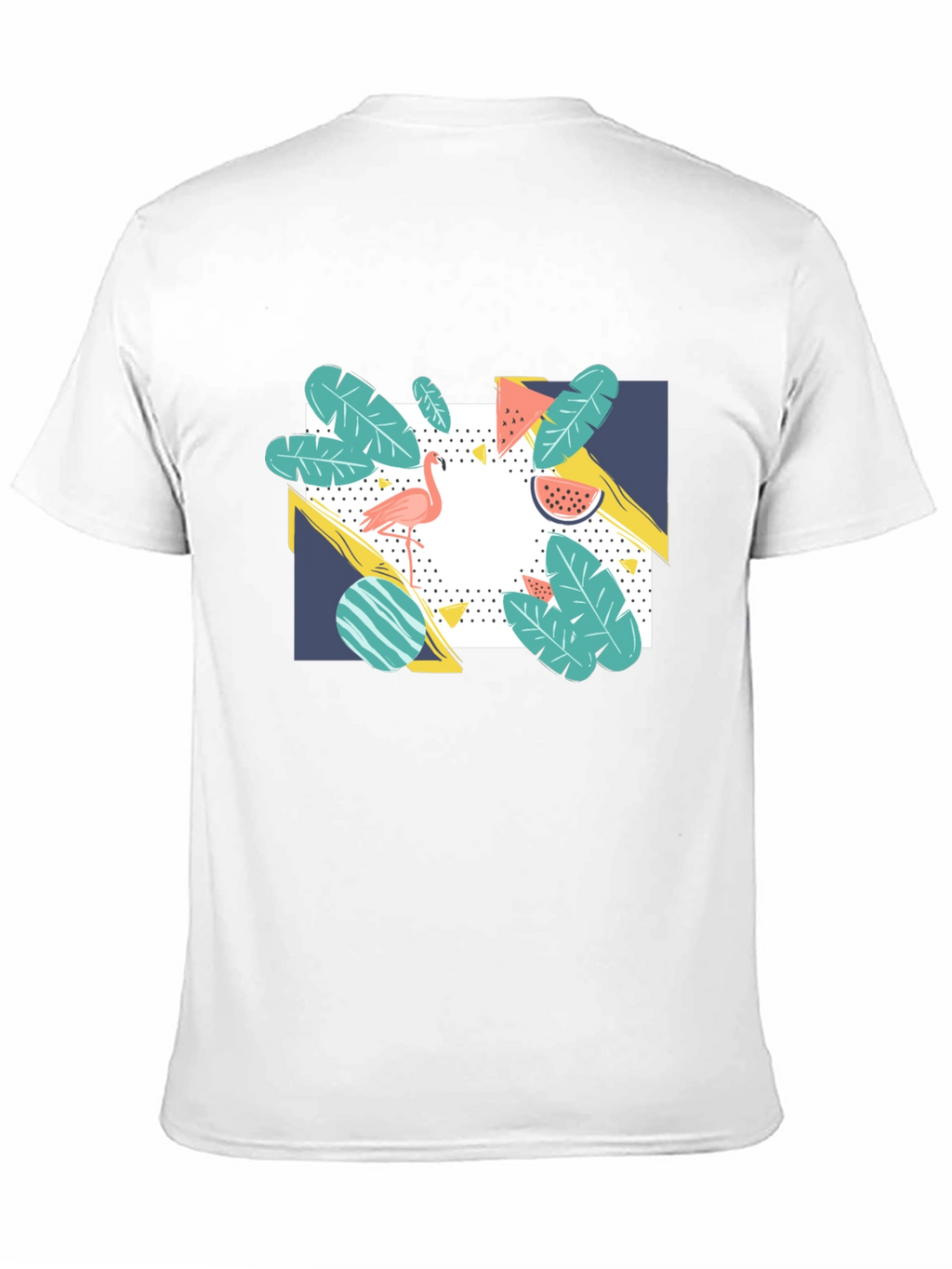 Tropical Flamingo Graphic Print Black T-Shirt