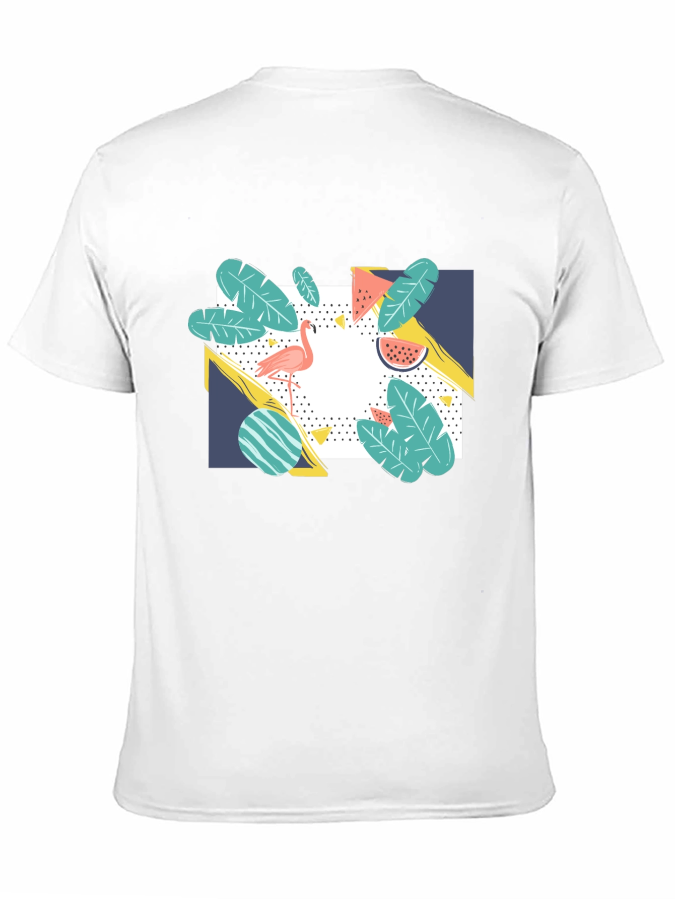Tropical Flamingo Graphic Print Black T-Shirt