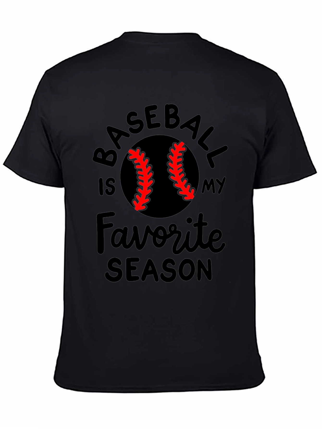 Baseball Is My Favorite Season Black T-Shirt