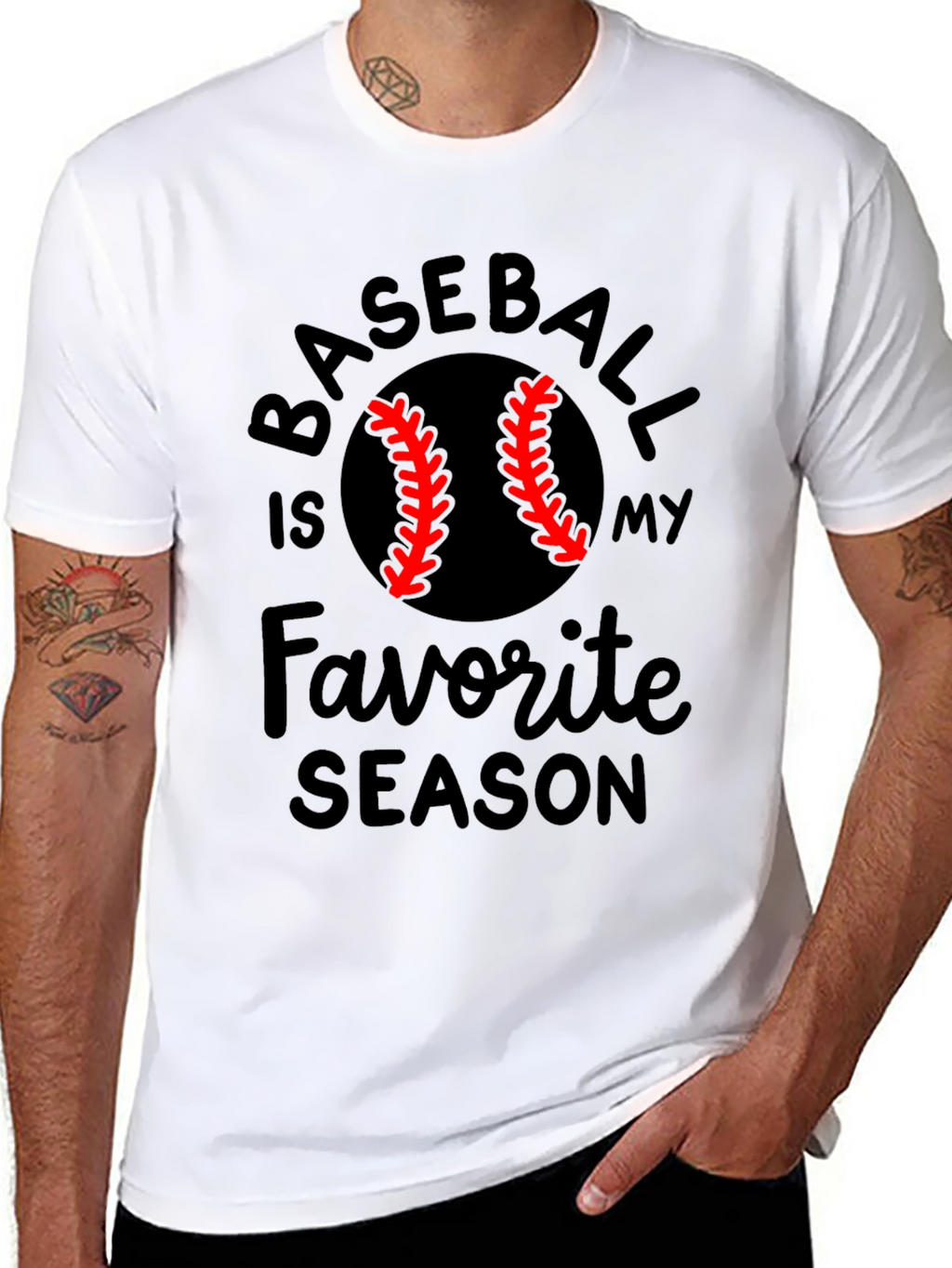 Baseball Is My Favorite Season Black T-Shirt