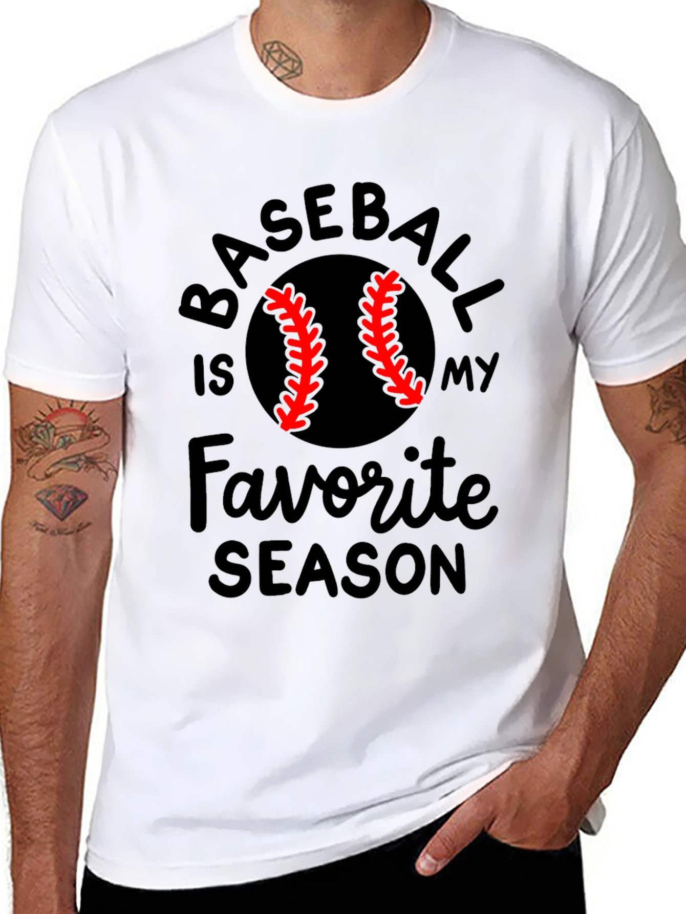 Baseball Is My Favorite Season Black T-Shirt