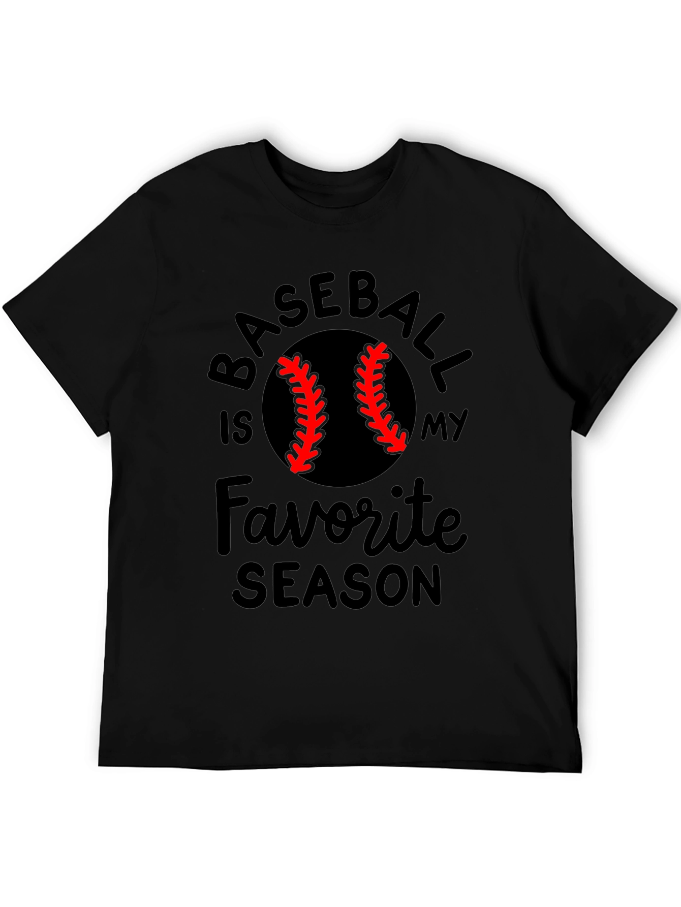Baseball Is My Favorite Season Black T-Shirt
