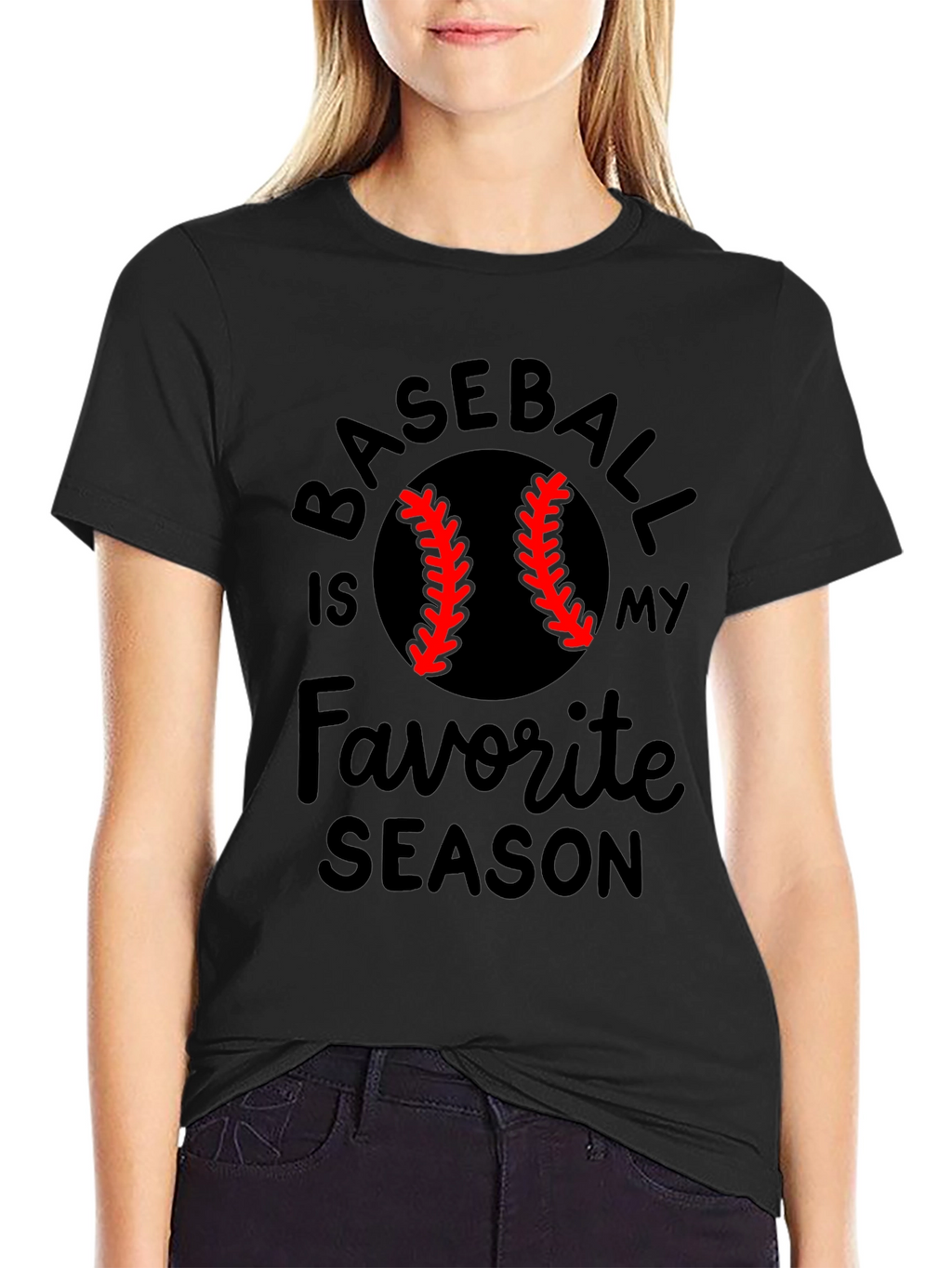 Baseball Is My Favorite Season Black T-Shirt