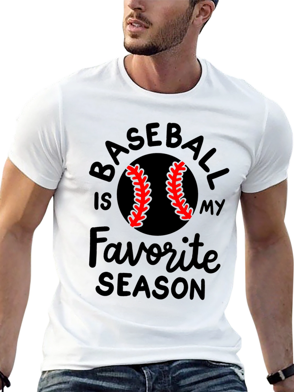 Baseball Is My Favorite Season Black T-Shirt