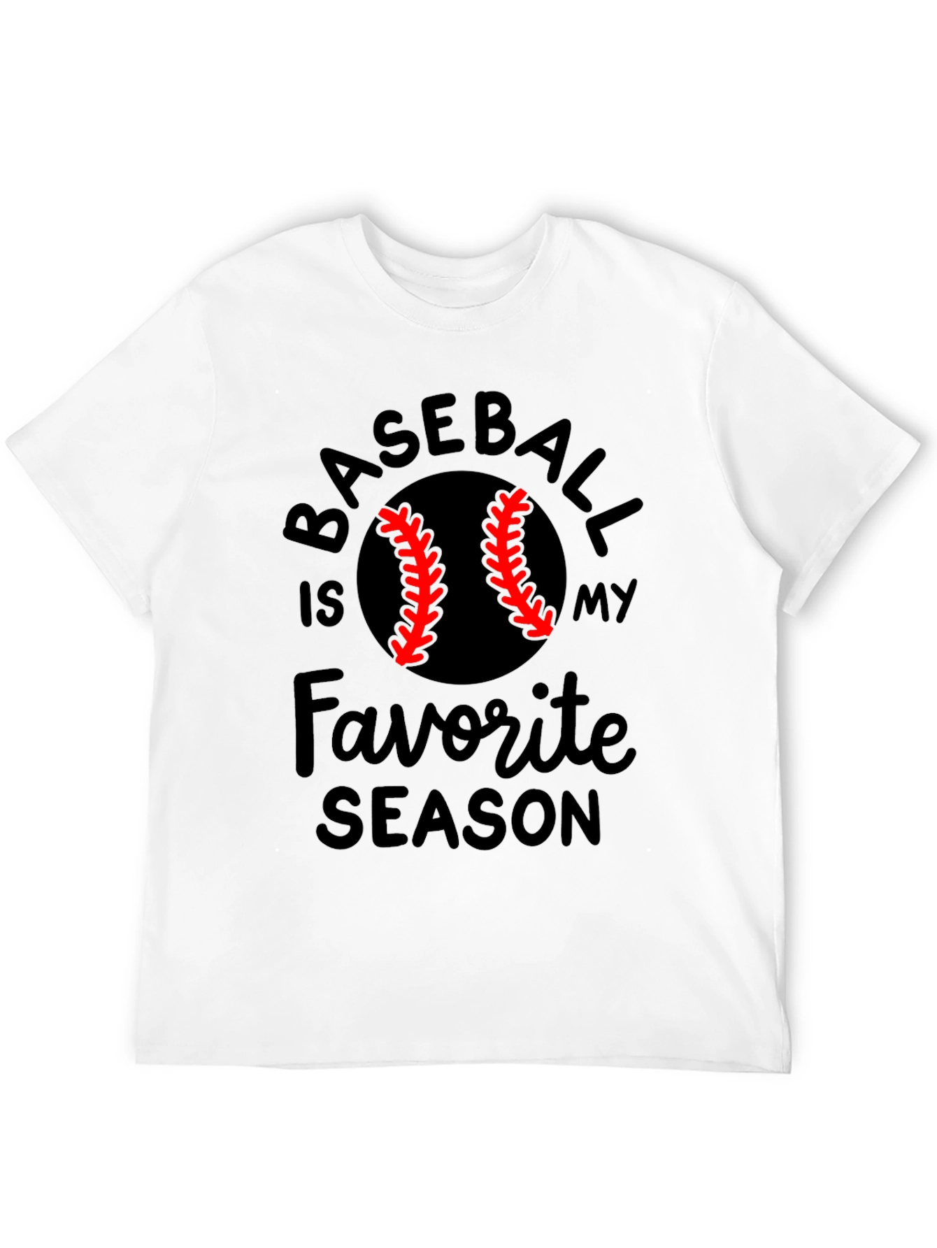 Baseball Is My Favorite Season Black T-Shirt