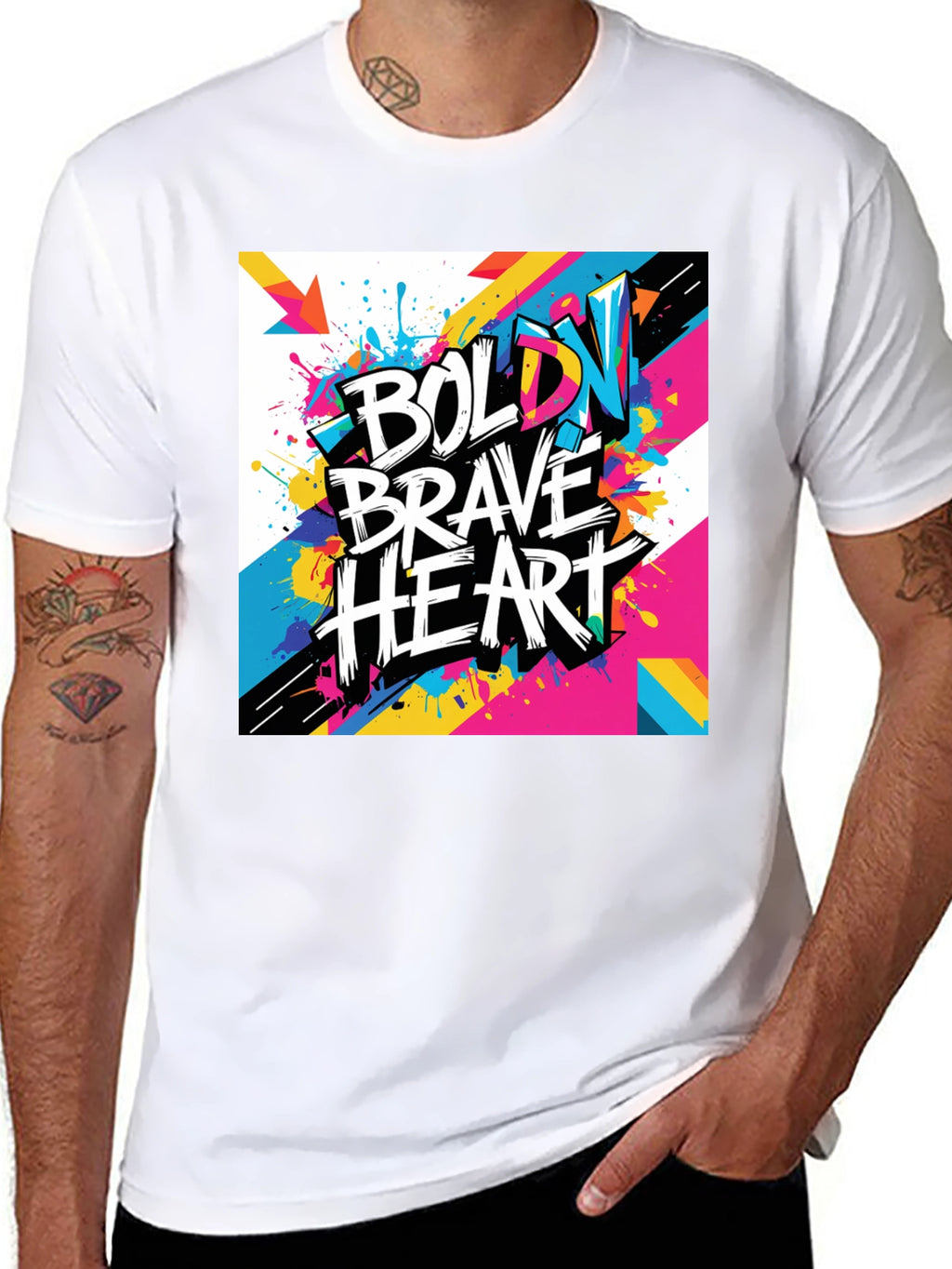 Bold Brave Heart Graphic Tee - Modern Art T-Shirt