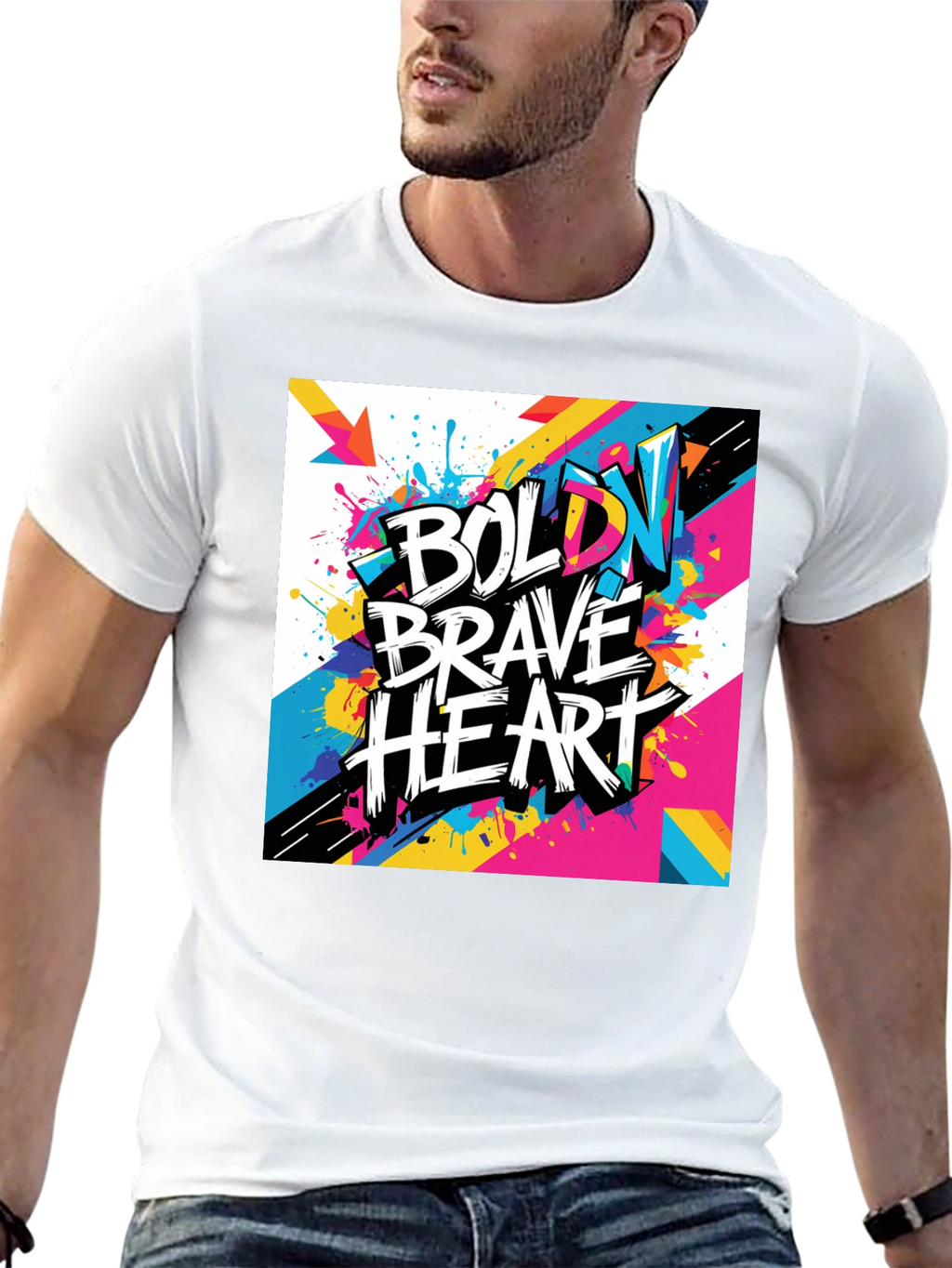 Bold Brave Heart Graphic Tee - Modern Art T-Shirt