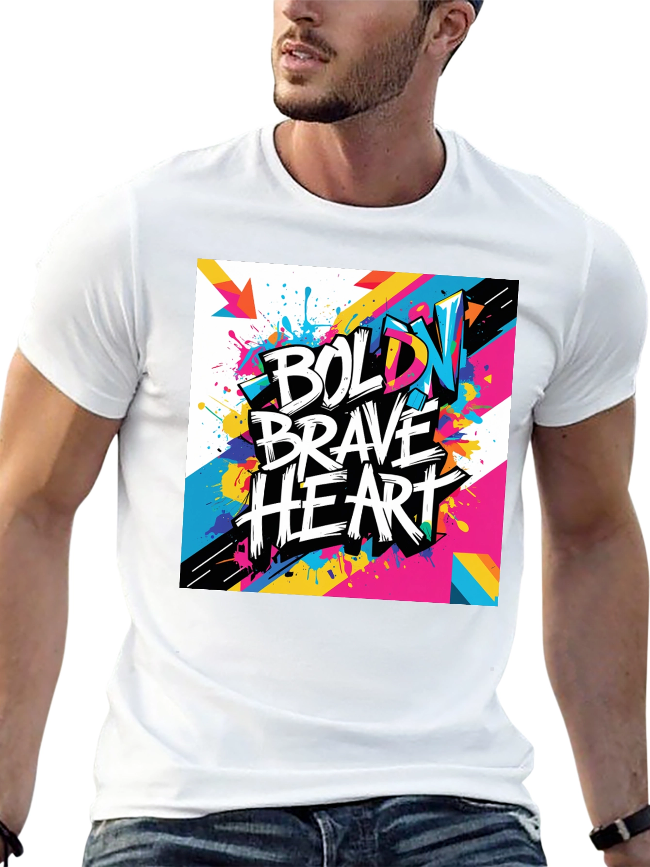 Bold Brave Heart Graphic Tee - Modern Art T-Shirt
