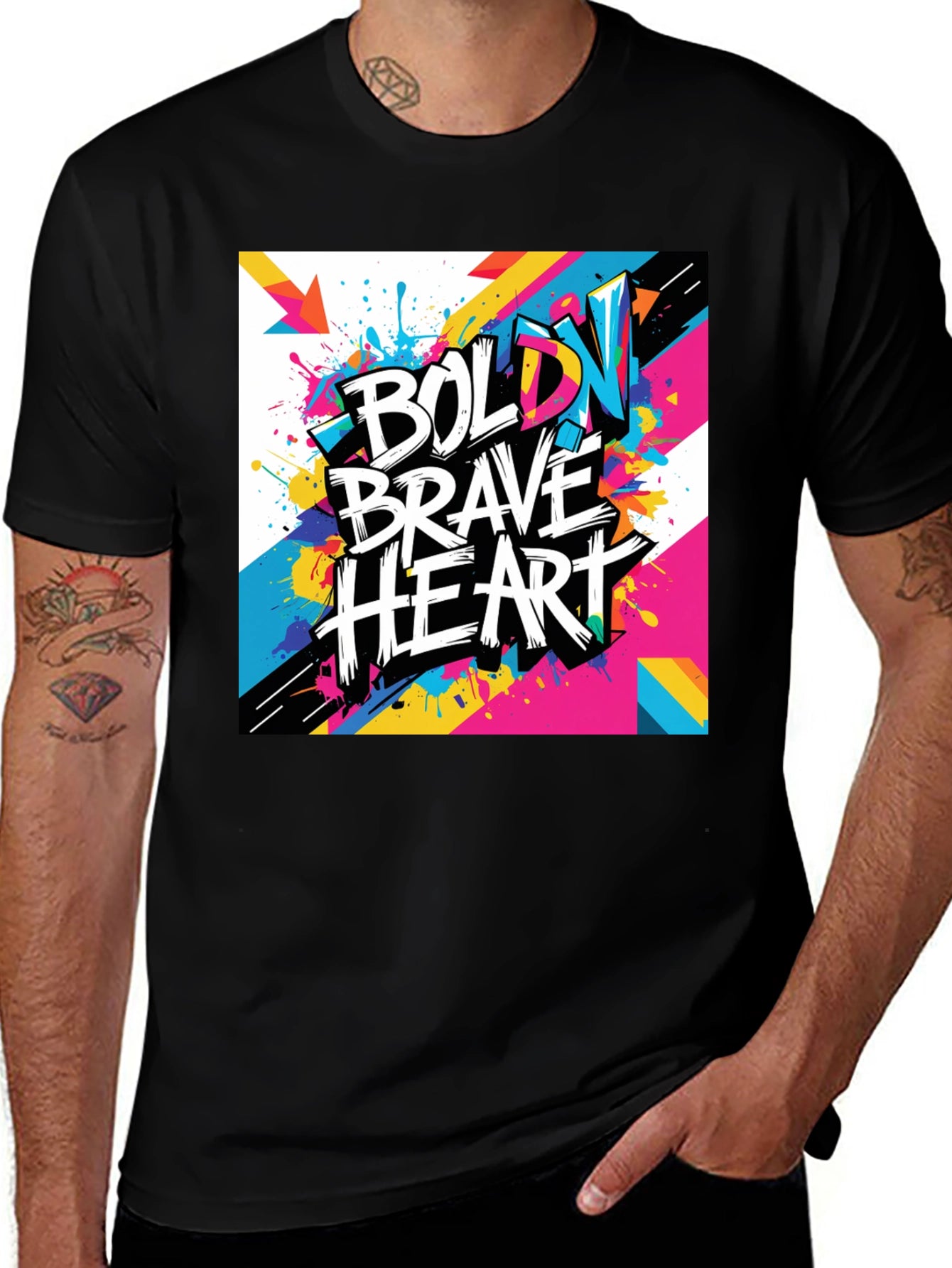 Bold Brave Heart Graphic Tee - Modern Art T-Shirt