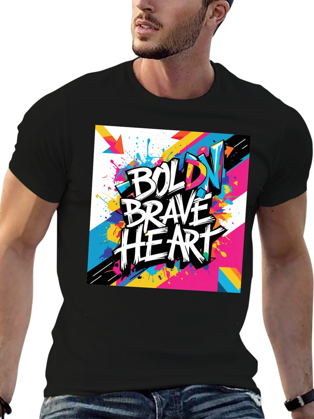 Bold Brave Heart Graphic Tee - Modern Art T-Shirt