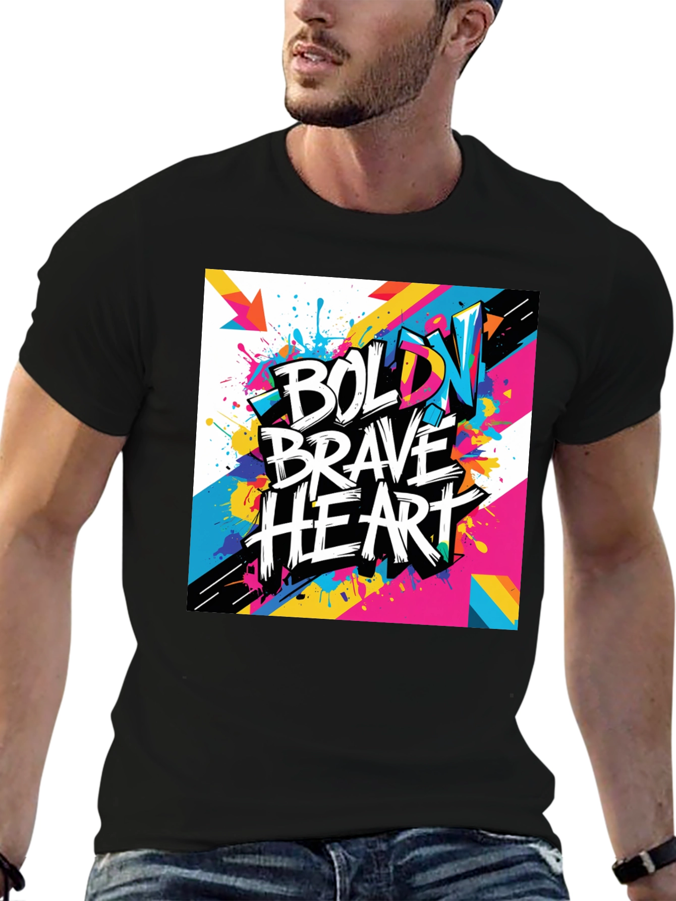 Bold Brave Heart Graphic Tee - Modern Art T-Shirt