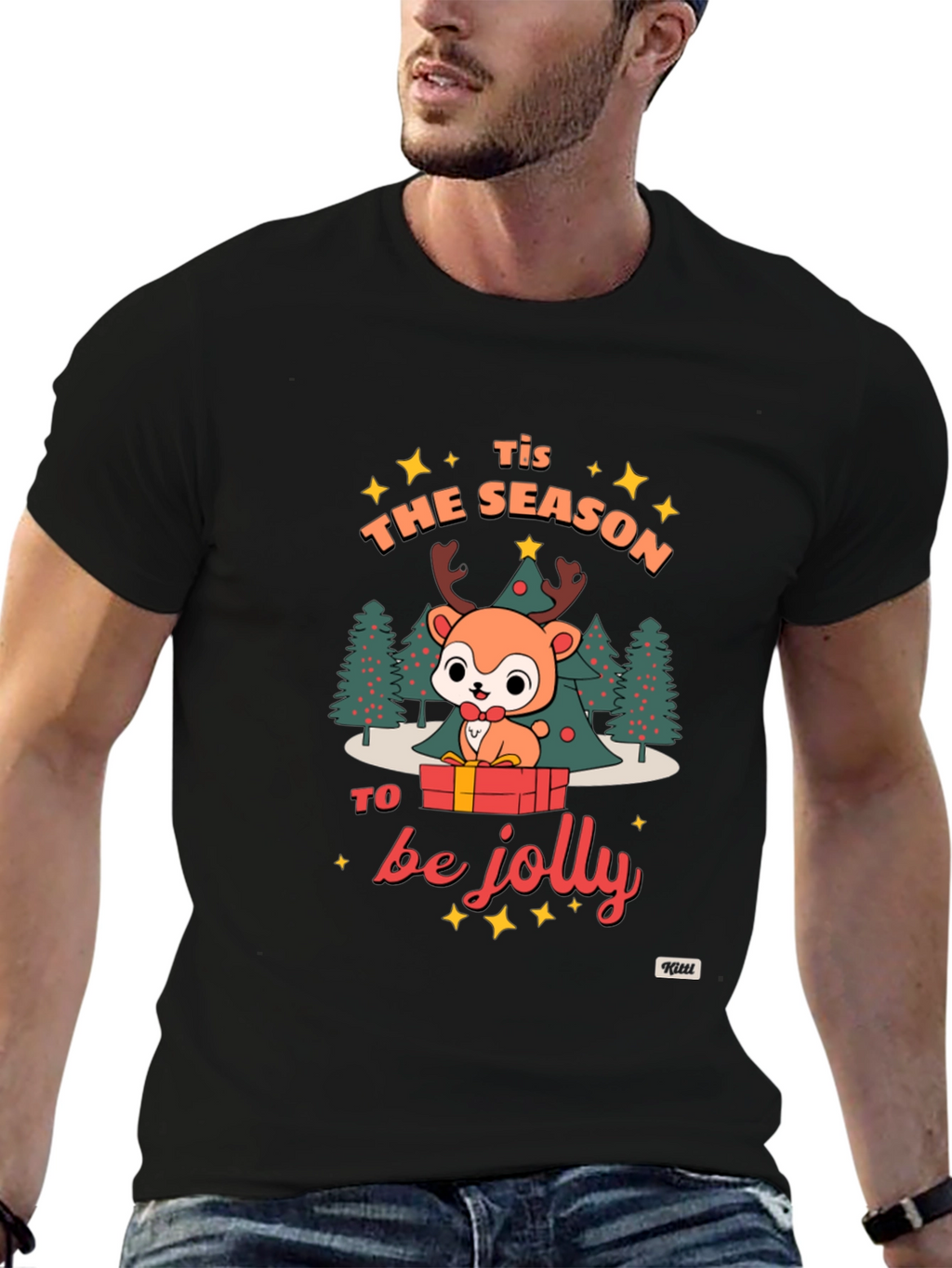 Festive Deer Graphic T-Shirt
