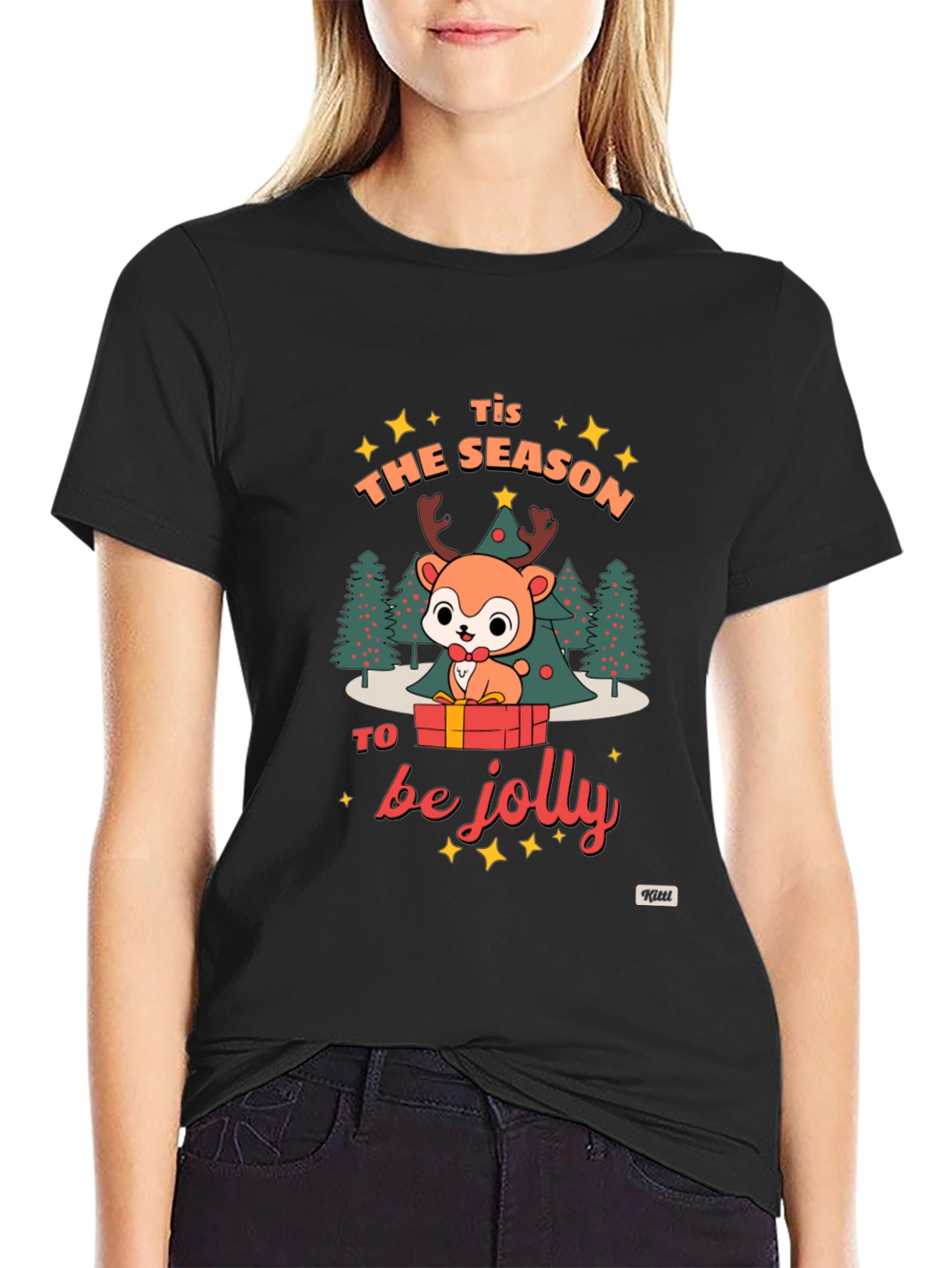 Festive Deer Graphic T-Shirt