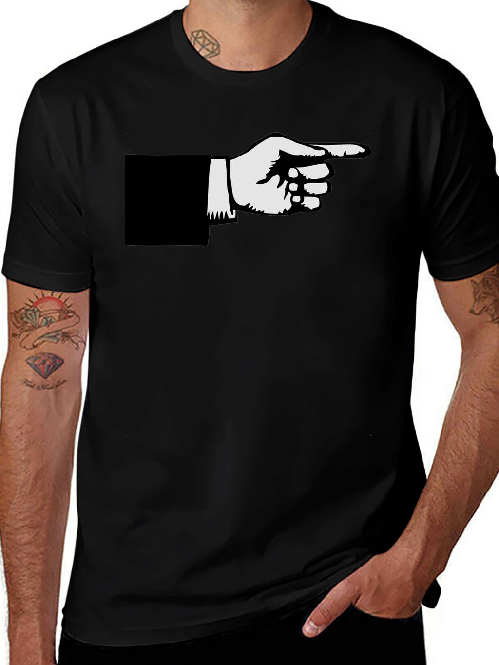 Pointing Hand Graphic Black T-Shirt