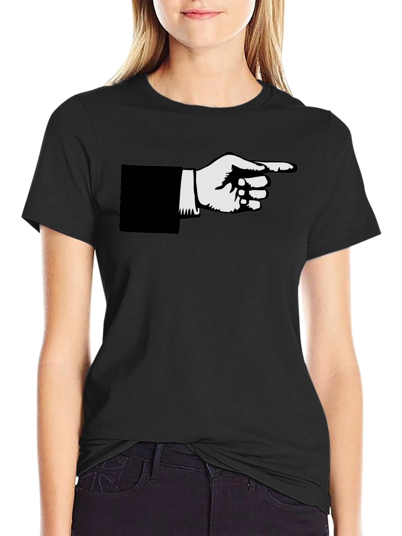 Pointing Hand Graphic Black T-Shirt