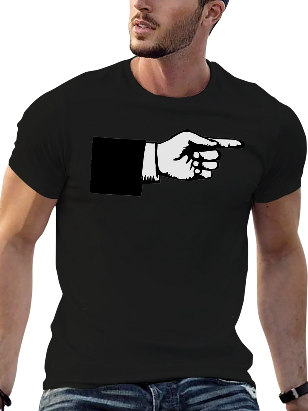 Pointing Hand Graphic Black T-Shirt