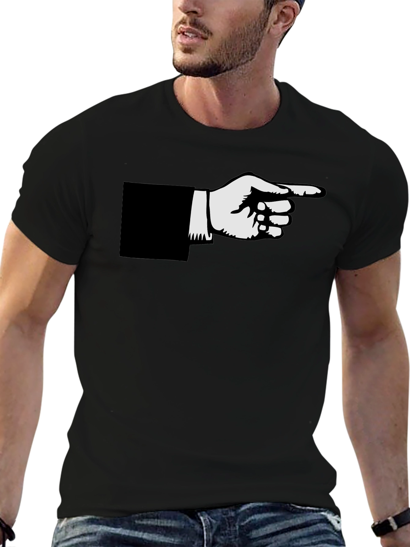 Pointing Hand Graphic Black T-Shirt
