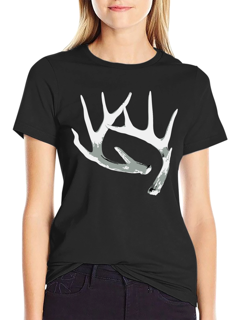 Antler Graphic Tee - Black Casual Crewneck