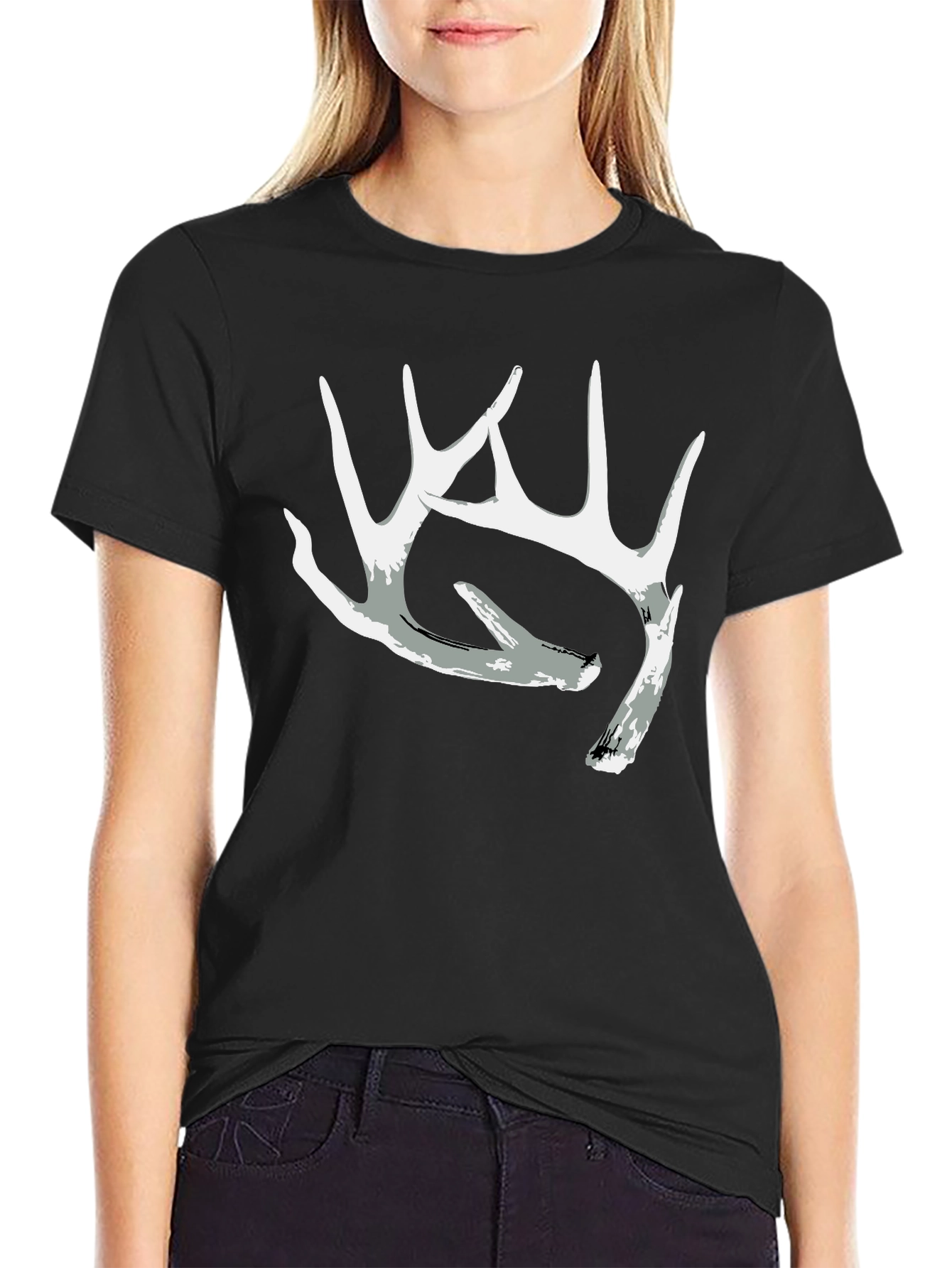 Antler Graphic Tee - Black Casual Crewneck