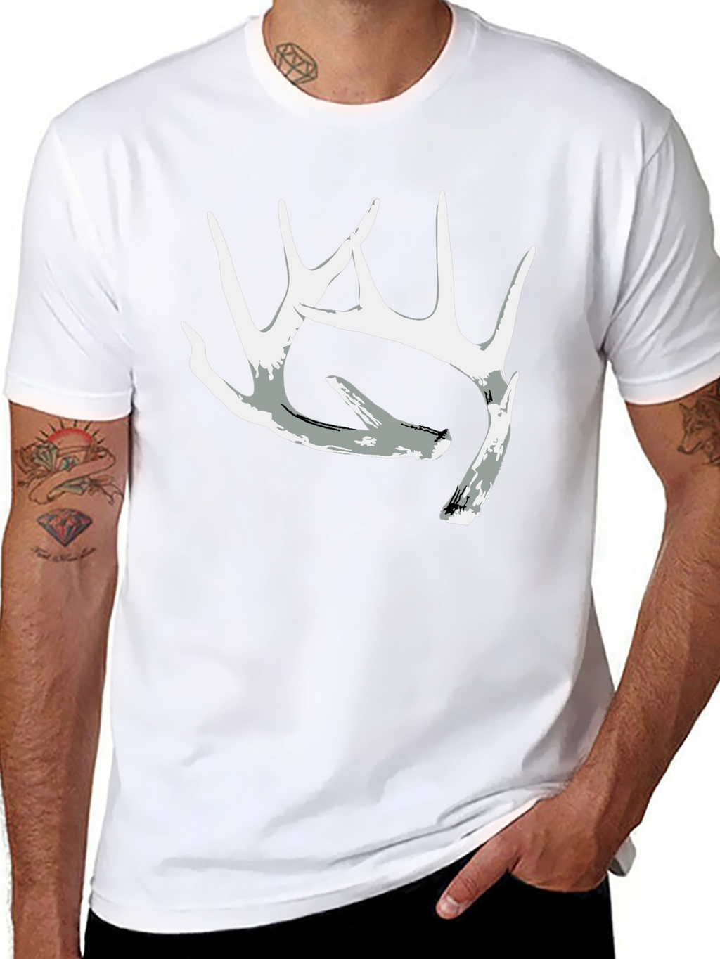 Antler Graphic Tee - Black Casual Crewneck