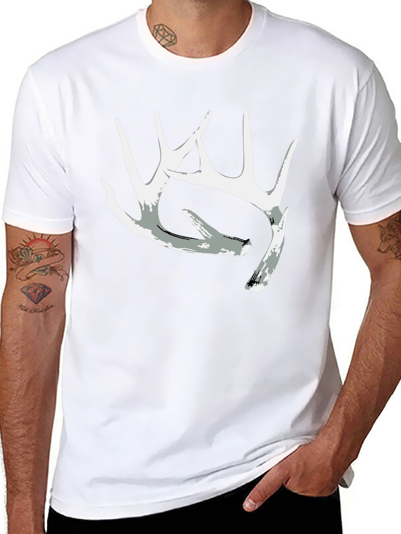 Antler Graphic Tee - Black Casual Crewneck