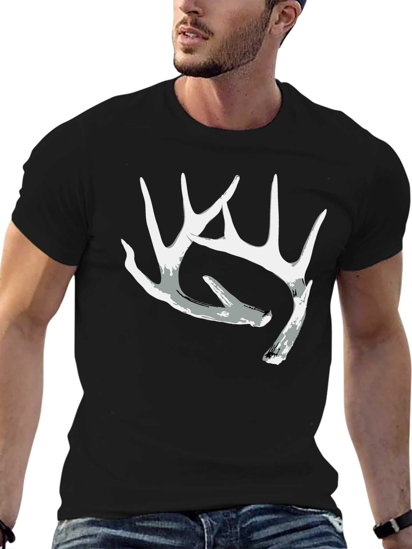Antler Graphic Tee - Black Casual Crewneck