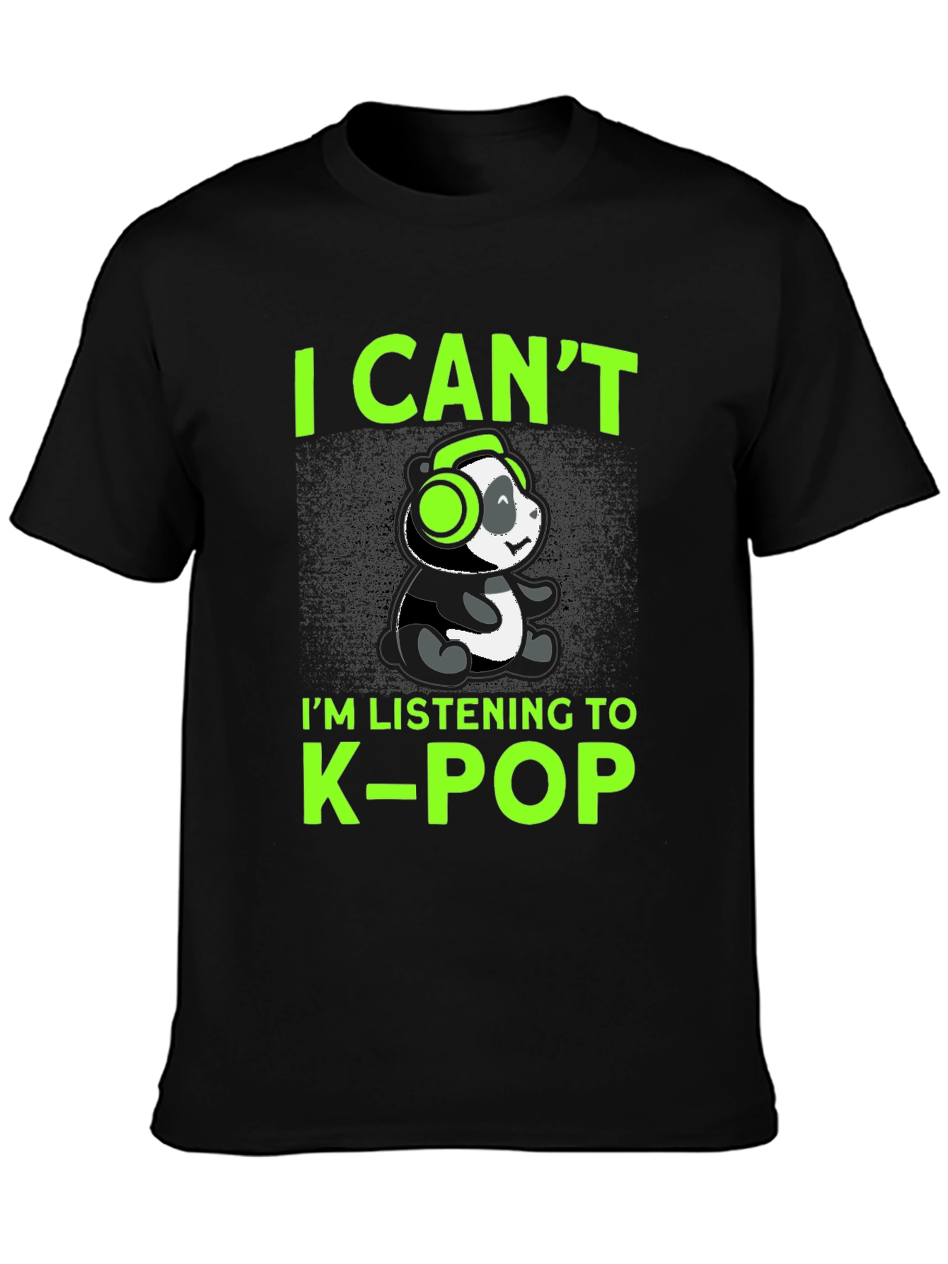 K-Pop Panda Graphic Tee - I Cant Im Listening