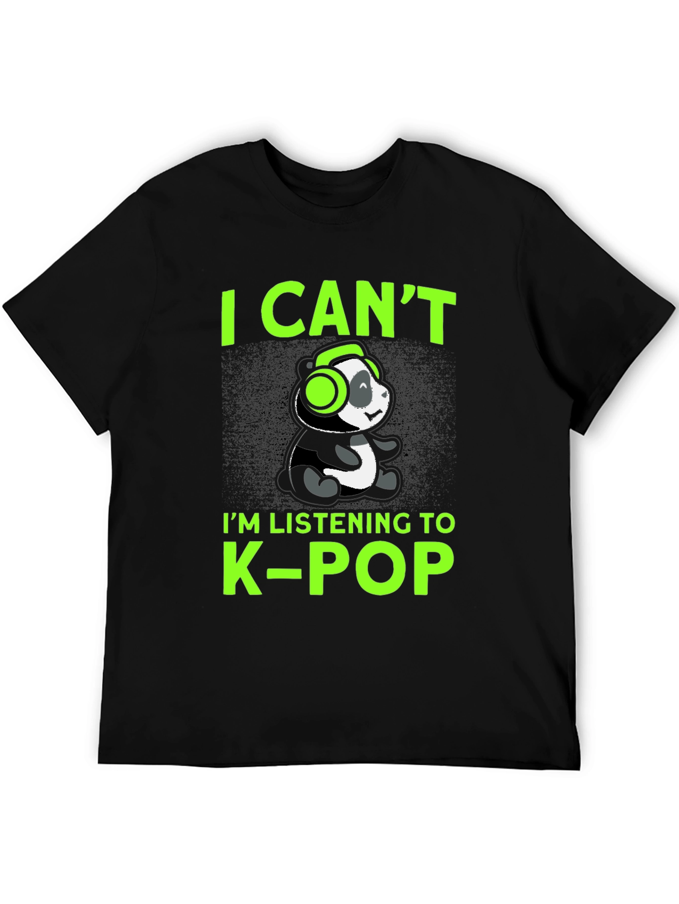 K-Pop Panda Graphic Tee - I Cant Im Listening