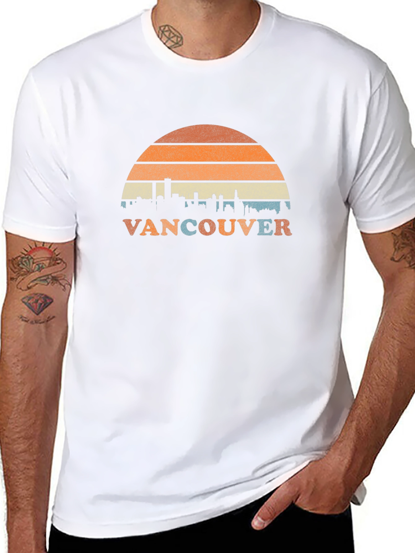 Vancouver Retro Skyline T-Shirt - Cityscape Design