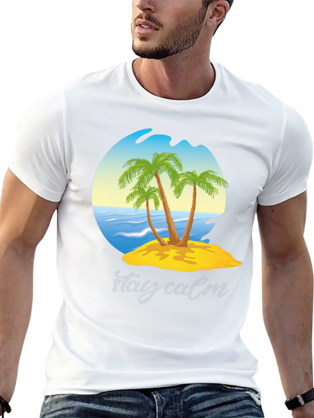 Island Palm Tree Graphic T-Shirt