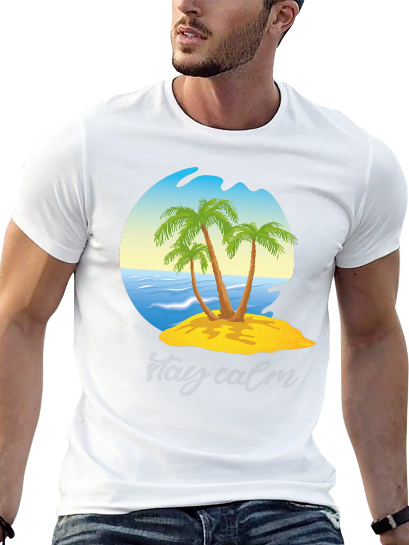 Island Palm Tree Graphic T-Shirt