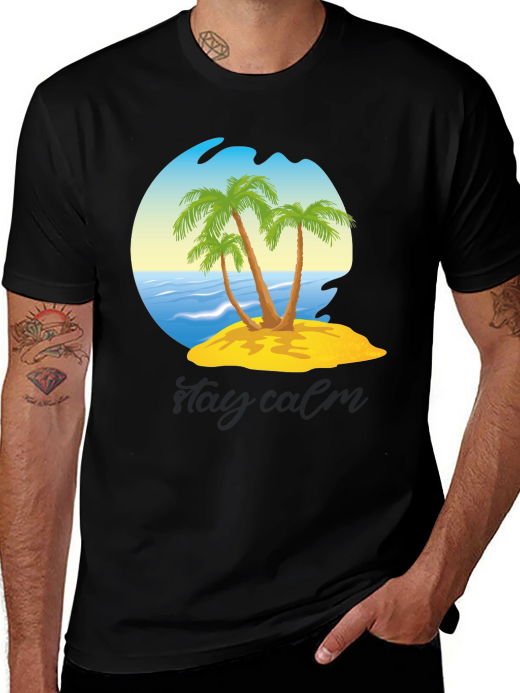 Island Palm Tree Graphic T-Shirt