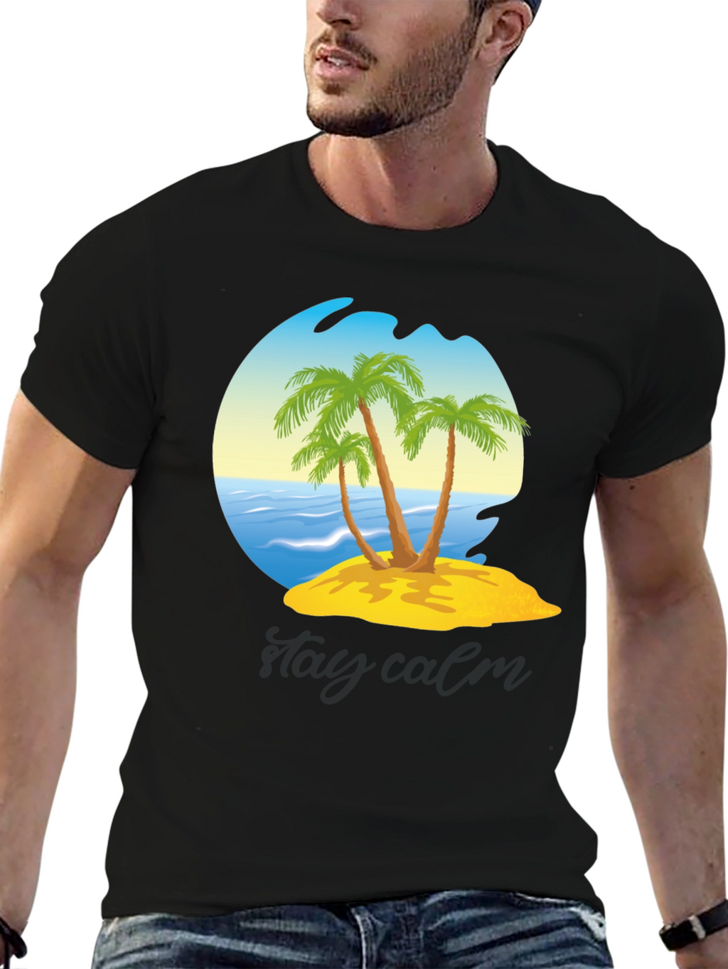 Island Palm Tree Graphic T-Shirt