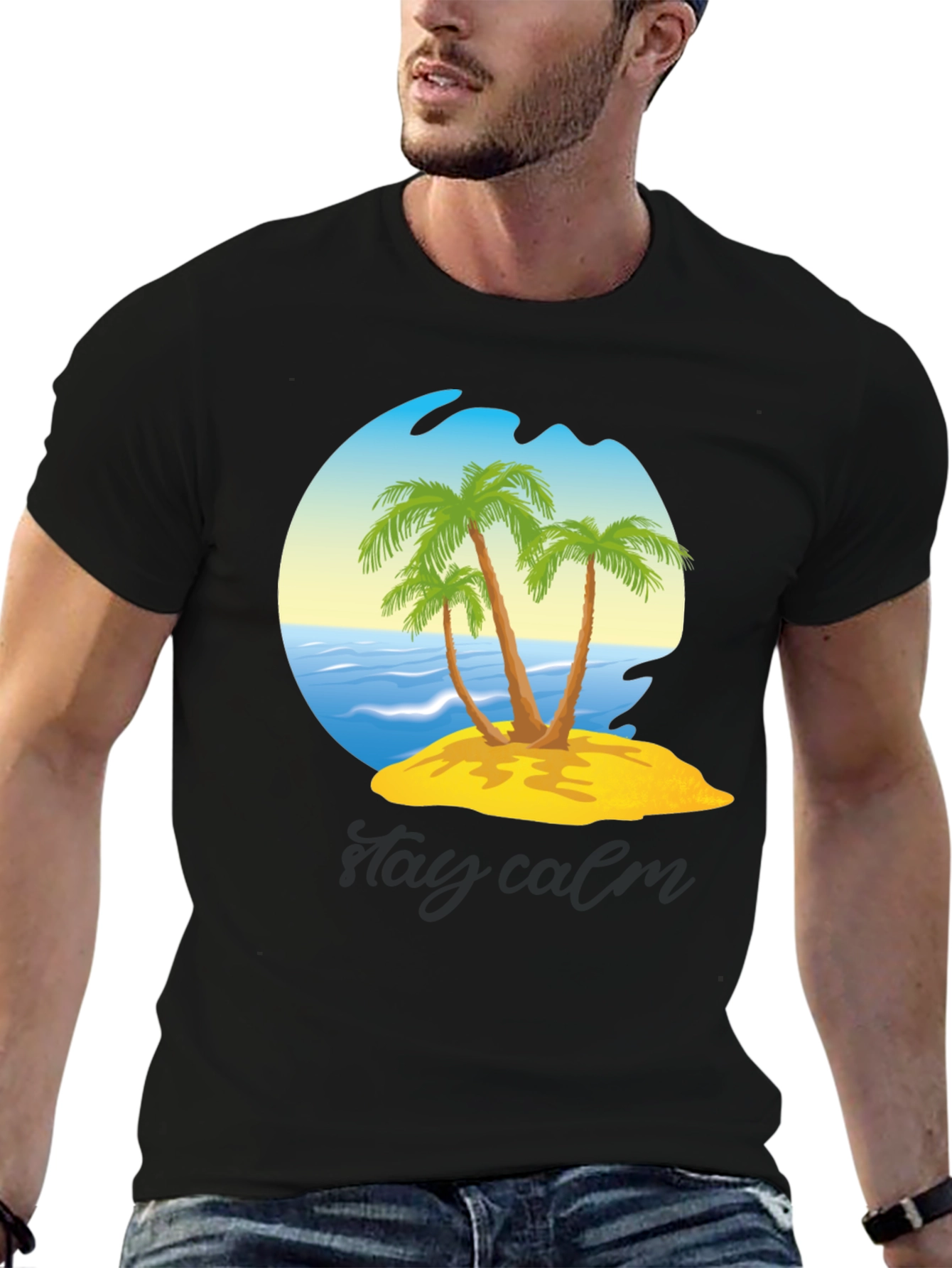 Island Palm Tree Graphic T-Shirt