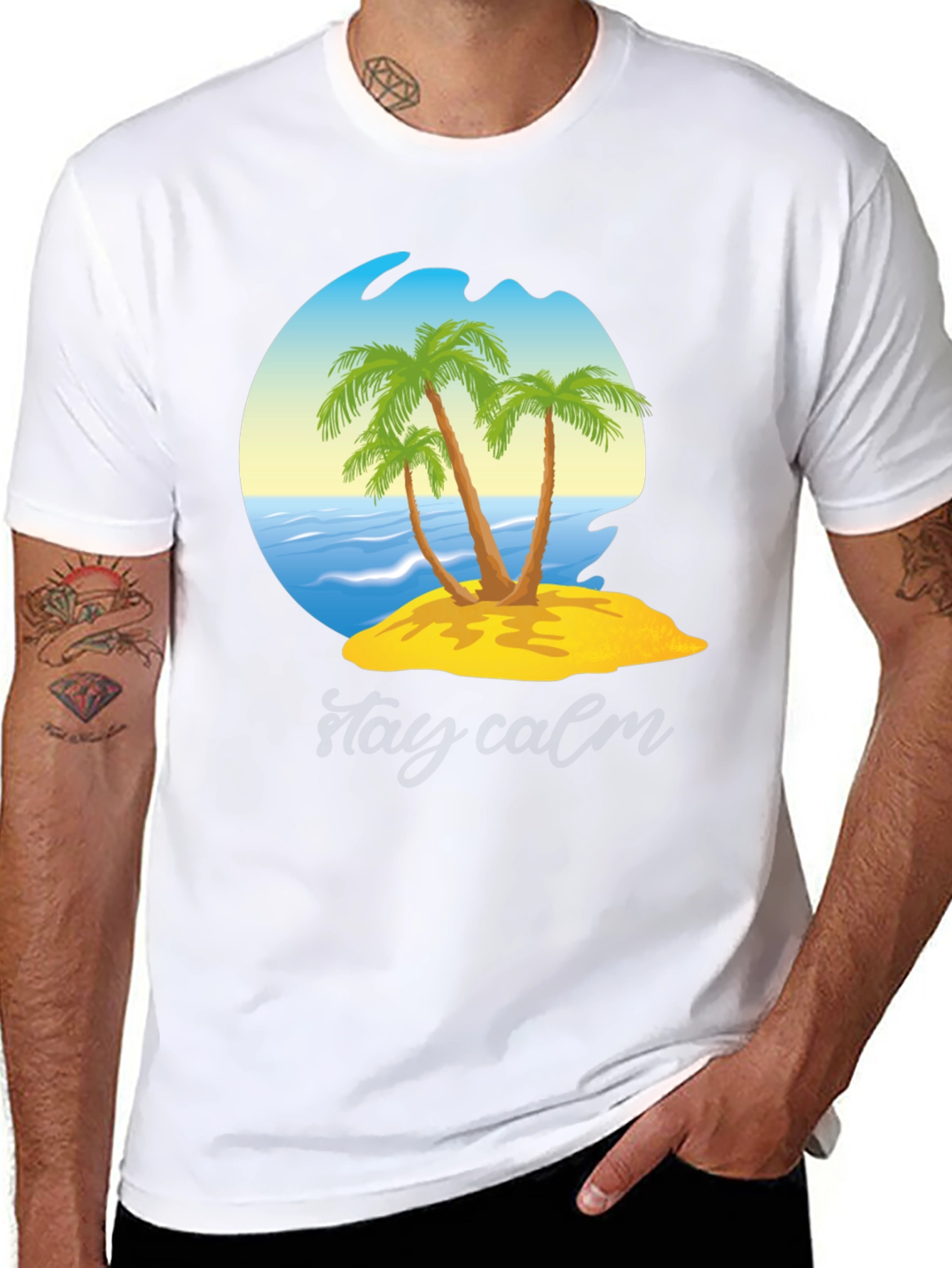 Island Palm Tree Graphic T-Shirt