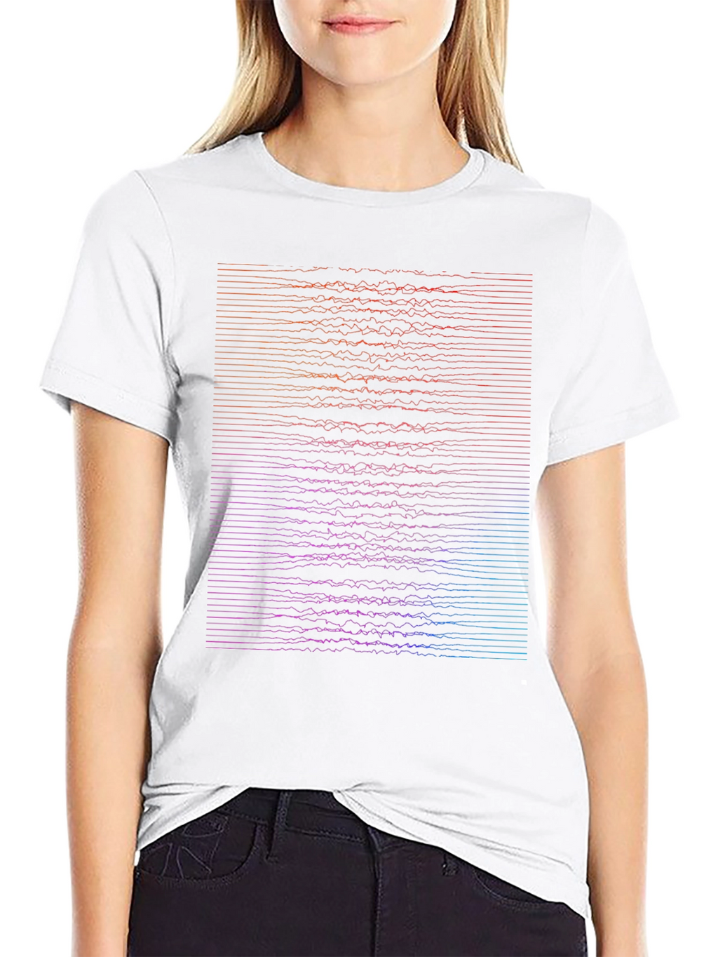 Abstract Wavy Lines Graphic T-Shirt