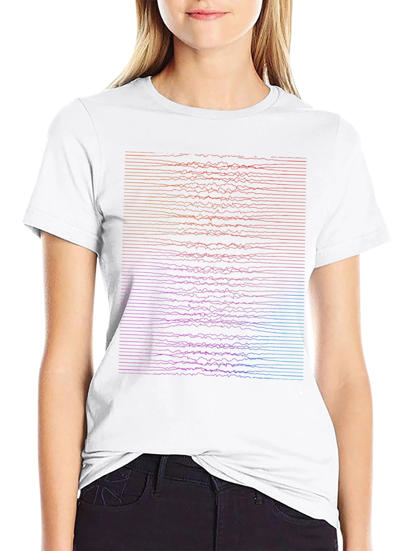 Abstract Wavy Lines Graphic T-Shirt