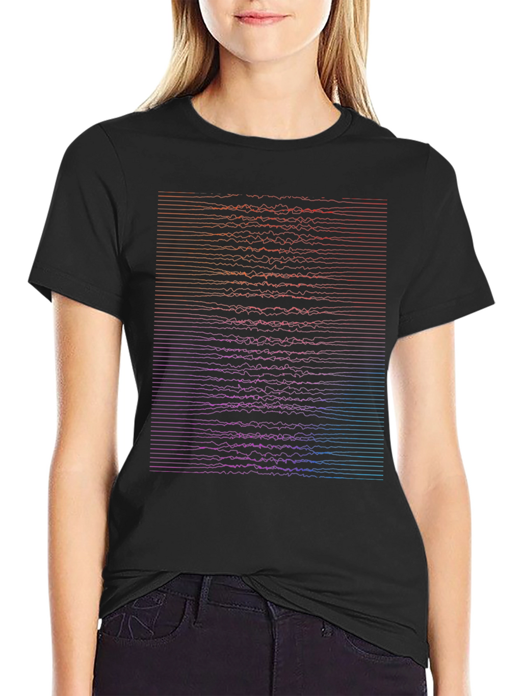 Abstract Wavy Lines Graphic T-Shirt