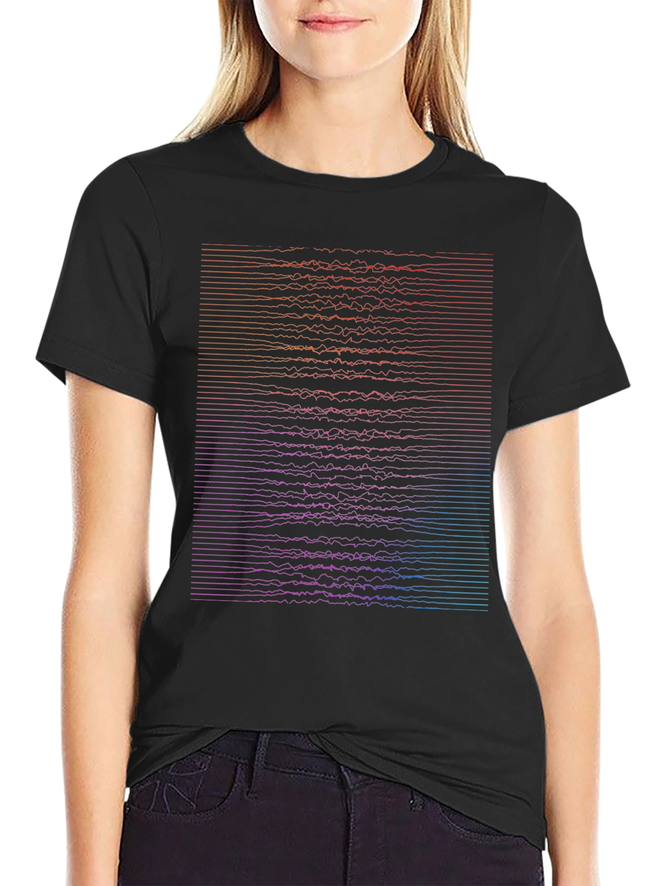 Abstract Wavy Lines Graphic T-Shirt