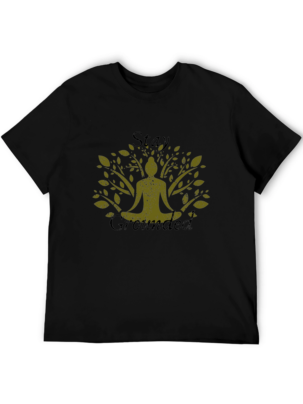 Stay Grounded Tree Yoga Graphic Tee - Black