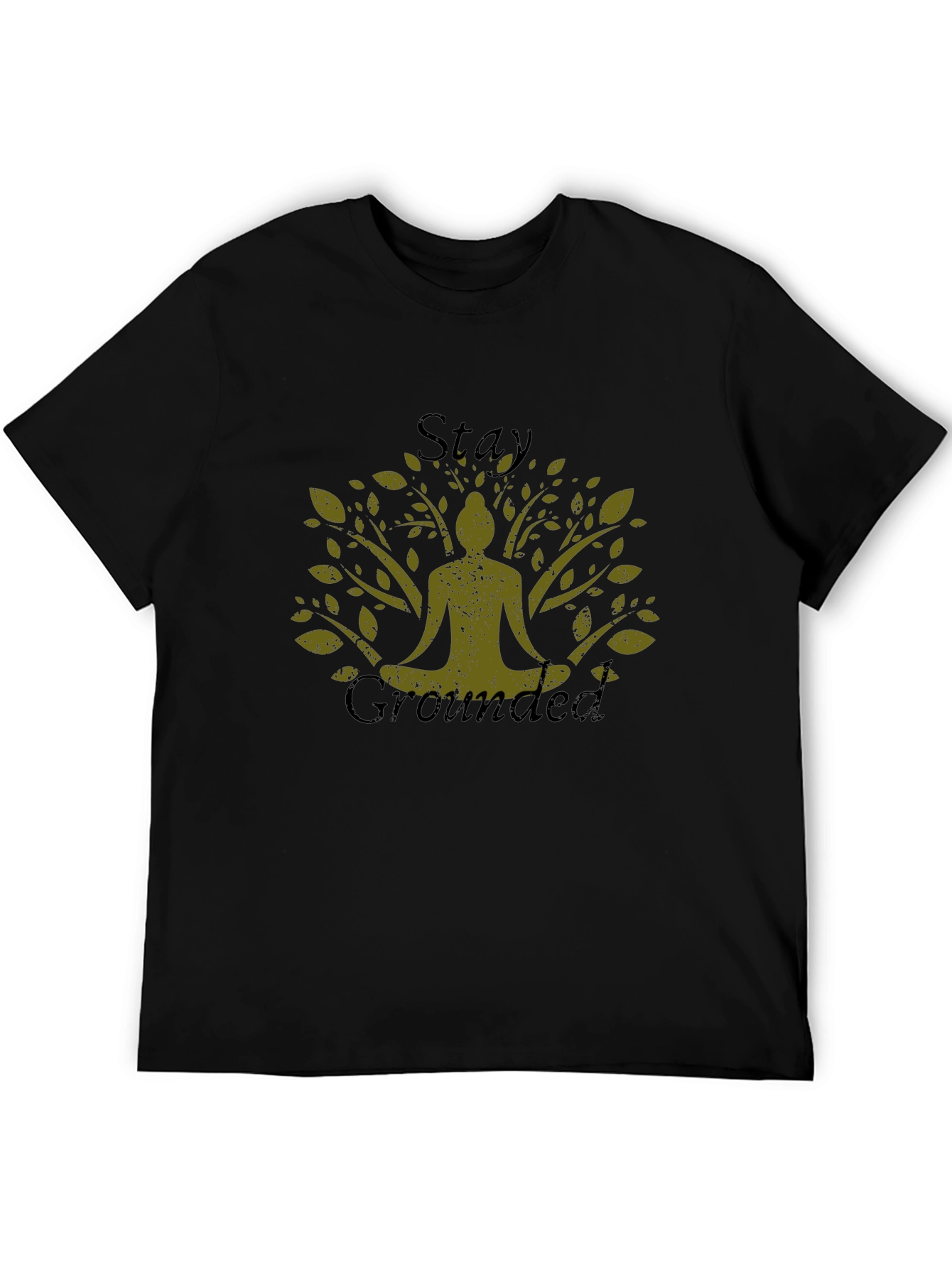 Stay Grounded Tree Yoga Graphic Tee - Black